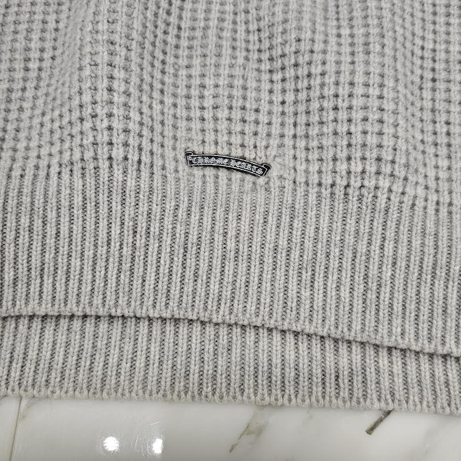 CHROME HEARTS Y NOT Arm Leather Cross Patch Cashmere Knit Sweater Size L クロムハーツ ワイノット 袖レザークロスパッチ カシミヤ ニットセーター サイズL