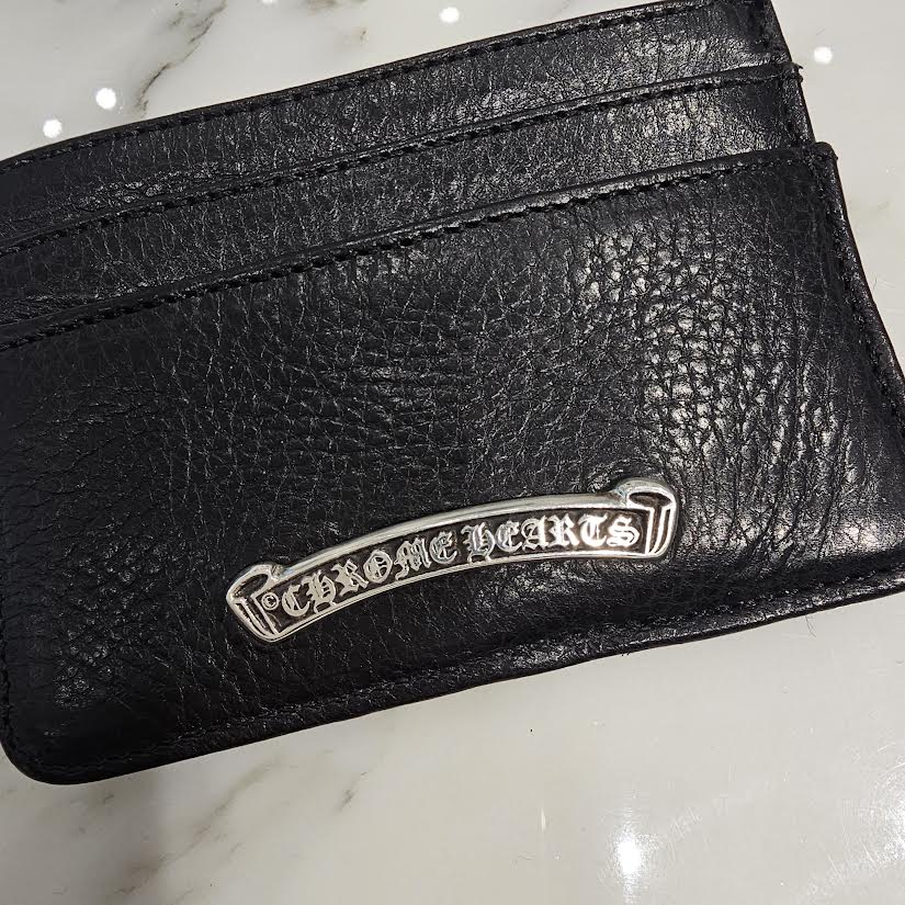 CHROME HEARTS Double Side Scroll Leather Card Case クロムハーツ ダブルサイド スクロール レザーカードケース シルバー925
