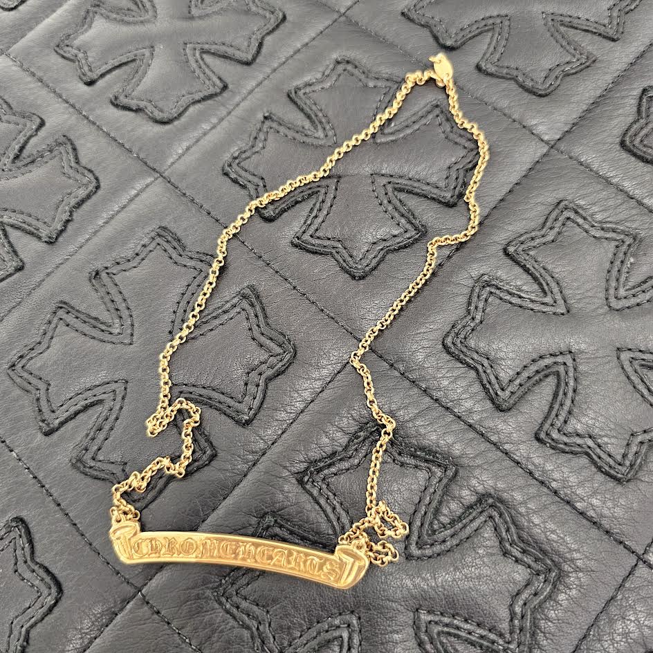 CHROME HEARTS 22K Scroll Label Logo Roll Chain Necklace クロムハーツ 22K スクロールラベルロゴ ロールチェーンネックレス