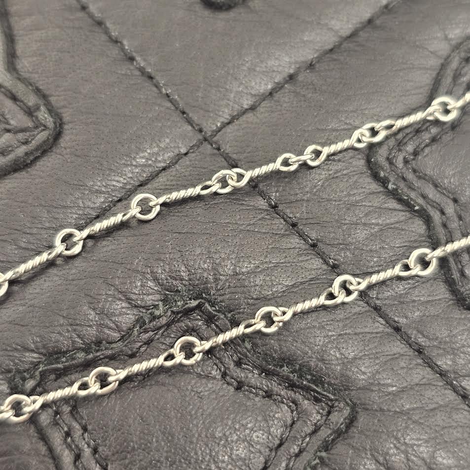 CHROME HEARTS 18K WG Safety Pin Pave Ruby Twist Chain Necklace 18 Inch クロムハーツ 18K ホワイトゴールド セーフティンピン パヴェルビー ツイストチェーン ネックレス サイズ18インチ