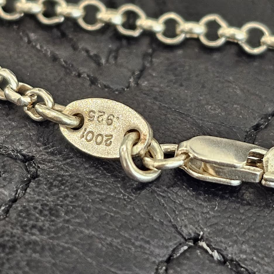 CHROME HEARTS Tiny Fat Cross Pave Diamond Pendant Top Roll Chain 18 Inch Necklace クロムハーツ タイニーファットクロス パヴェダイヤモンド ペンダントトップ ロールチェーン 18インチ ネックレス