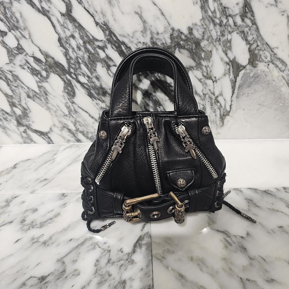 CHROME HEARTS JJ Dean Mini Leather Riders Hand Bag クロムハーツ JJ ディーン ミニレザー ライダース ハンドバッグ