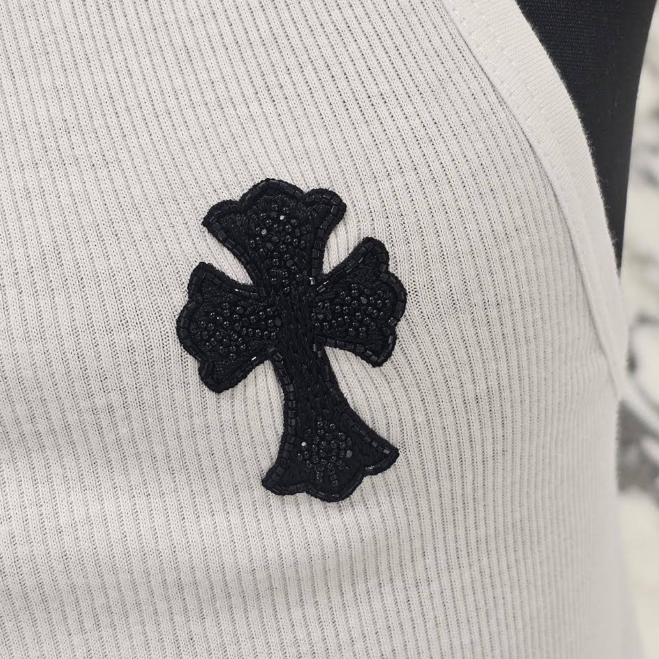 CHROME HEARTS St. Barth Limited Beads Embroidery Cross Tank Top Size M/L クロムハーツ セントバース限定 ビーズ刺繍 クロス タンクトップ サイズM/L