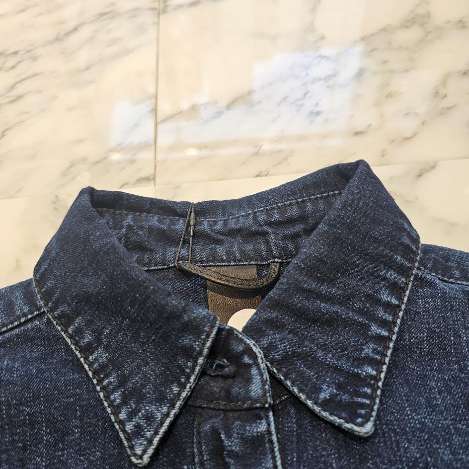 CHROME HEARTS Y NOT Leather Cross Patch Denim Shirt Size S クロムハーツ レザークロスパッチ デニムシャツ サイズS