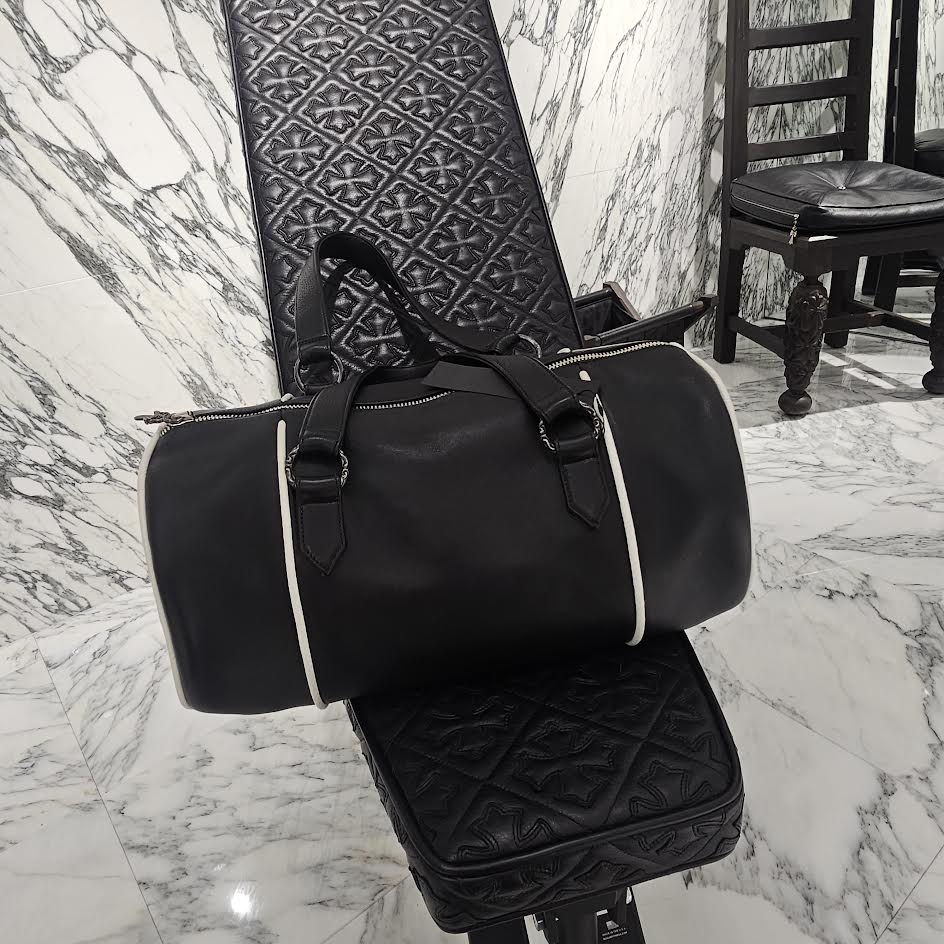 CHROME HEARTS Las Vegas Limited DOMINO Cemetery Cross Patch Duffle Leather Boston Bag クロムハーツ ラスベガス限定 ドミノ セメタリークロスパッチ ダッフル レザー ボストンバッグ