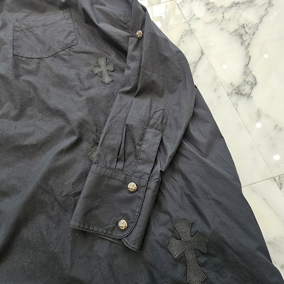 CHROME HEARTS YNOT Mahal Kita Cross Leather Patch Shirt Size S クロムハーツ ワイノット マハルキタ クロスレザーパッチ シャツ サイズS