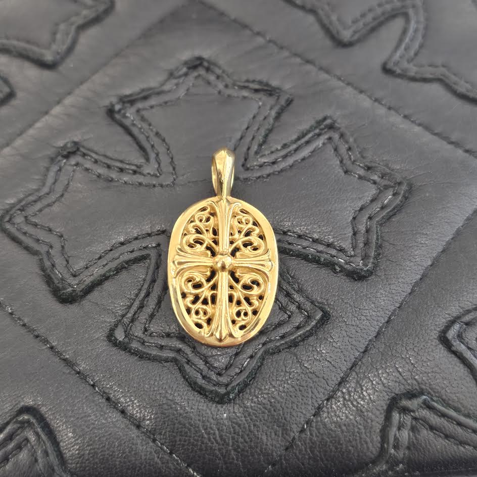CHROME HEARTS 22K Classic Oval Cross Pendent Top クロムハーツ 22K クラシック オーバルクロス ペンダントトップ