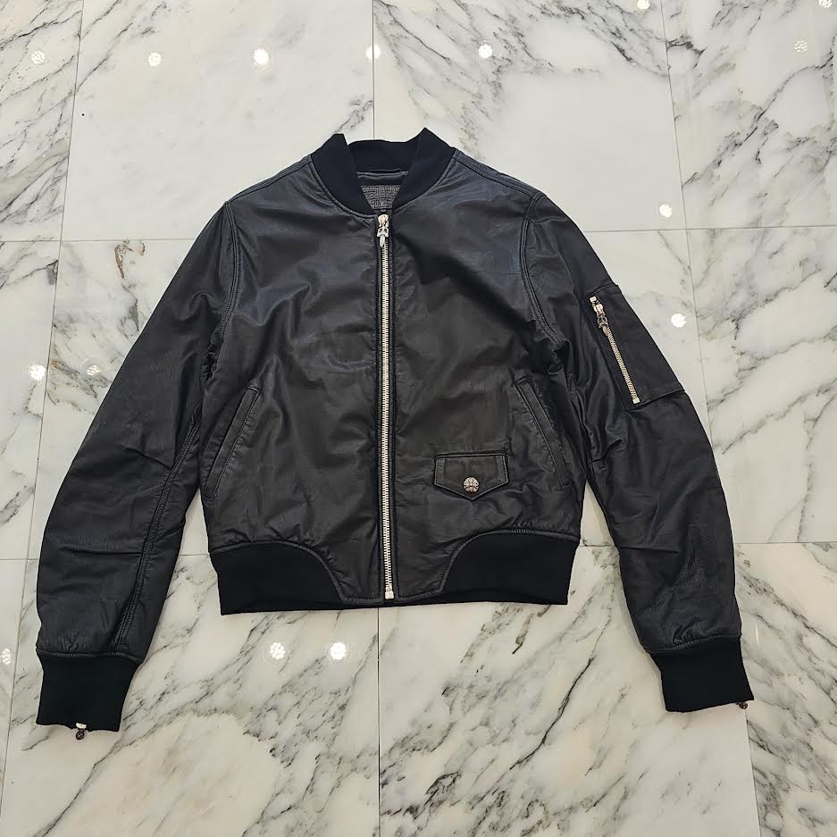 CHROME HEARTS Tokyo Limited Dagger Zip Soft Leather MA-1 Jacket Size M クロムハーツ 東京限定 ダガージップ ソフトレザー MA-1 ジャケット サイズM