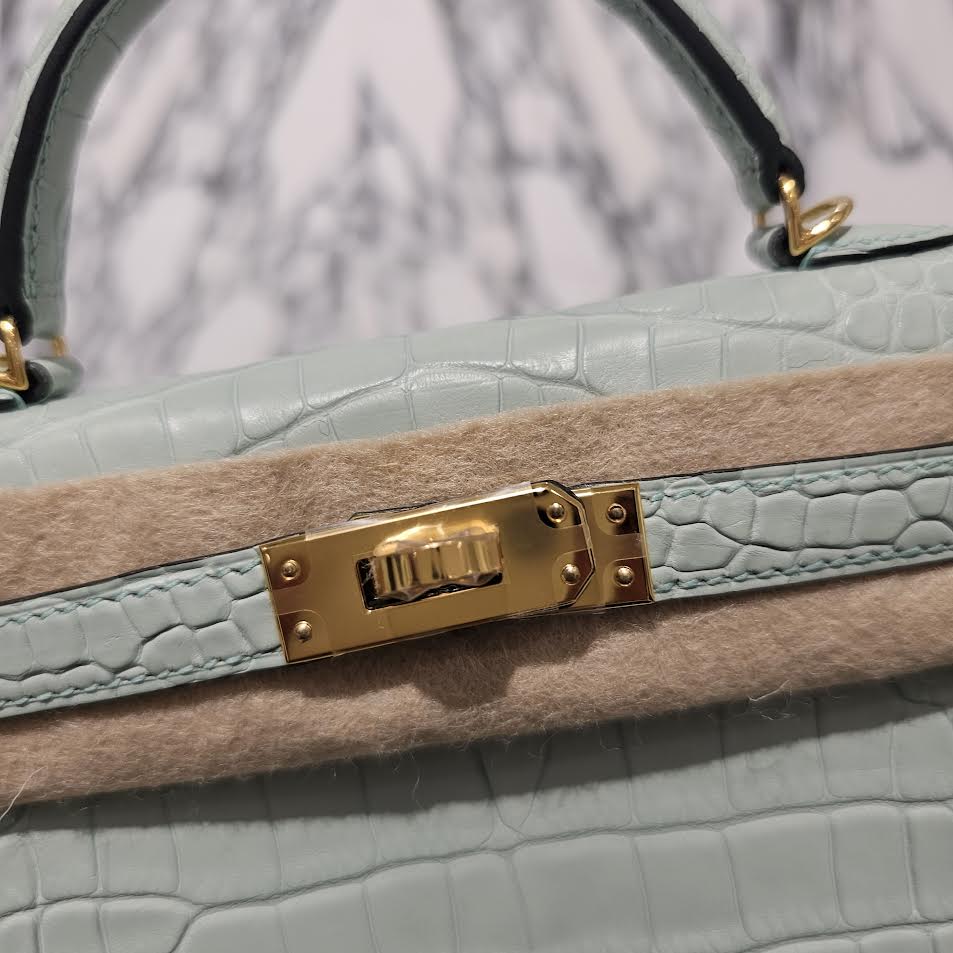 HERMES Mini Kelly 2 "Vert Dieu（6U）" Alligator Matte Hand Bag B刻印 エルメス ミニケリー2 "ヴェールデュー（6U）"  アリゲーターマット ハンドバッグ