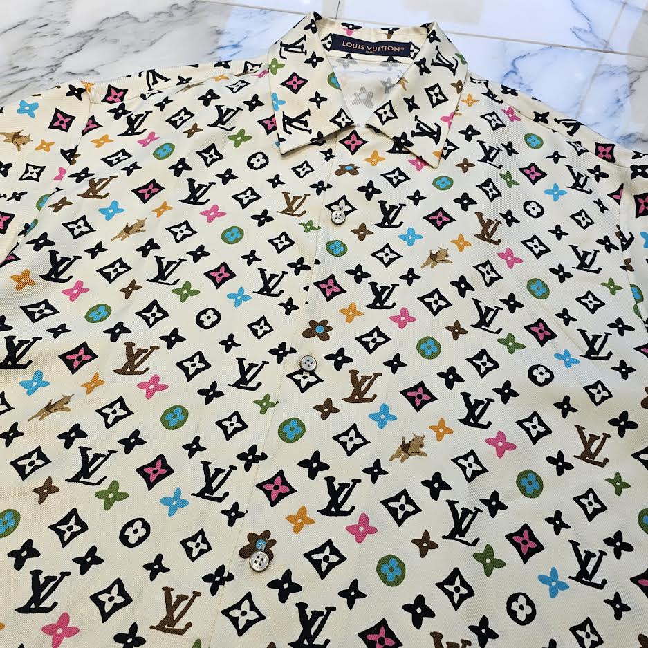 ⭐️極美品⭐️ルイヴィトン　ボウタイロングワンピース　幾何学模様　シルク　42 LOUIS VUITTON 未使用 Louis Vuitton ルイヴィトン 草間彌生