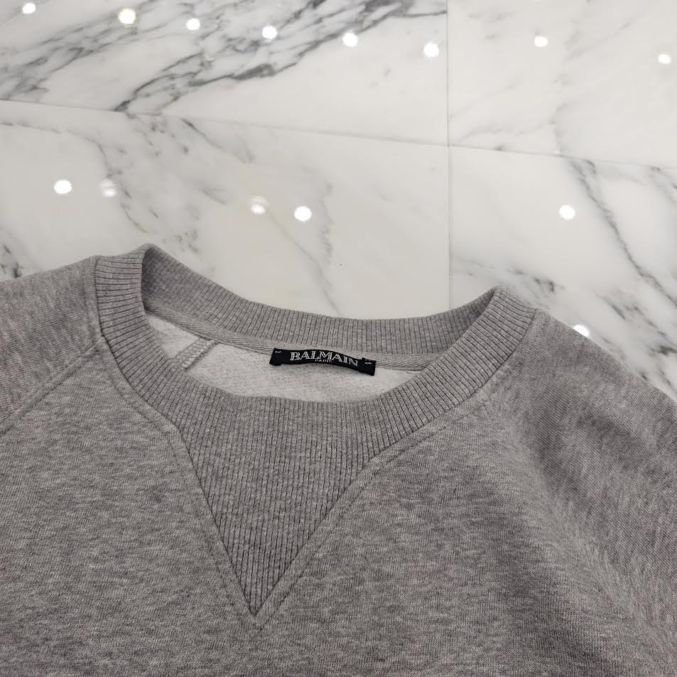BALMAIN 2018AW Logo Crew Neck Sweat Shirt W8H6279I350 Size S バルマン ロゴ クルーネック スウェットシャツ サイズS