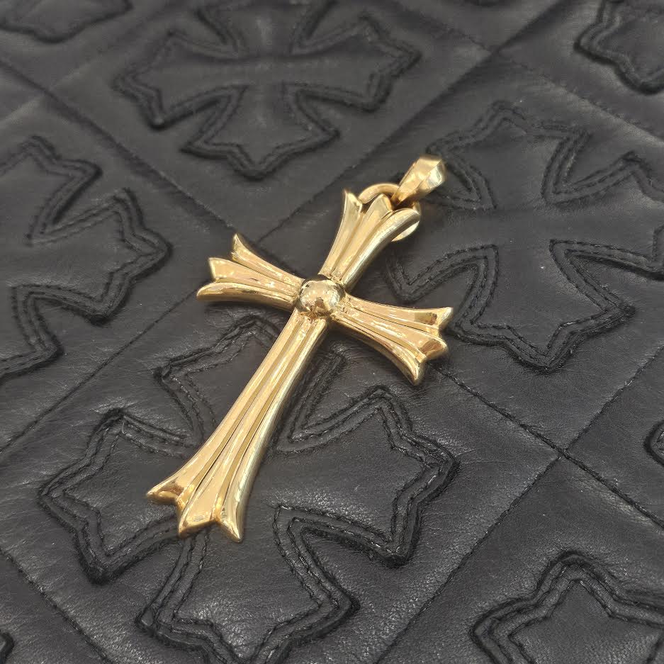 CHROME HEARTS 22K Large Cross With Bail Charm Pendant Top クロムハーツ 22K ラージクロス ウィズ ベイル チャーム ペンダントトップ
