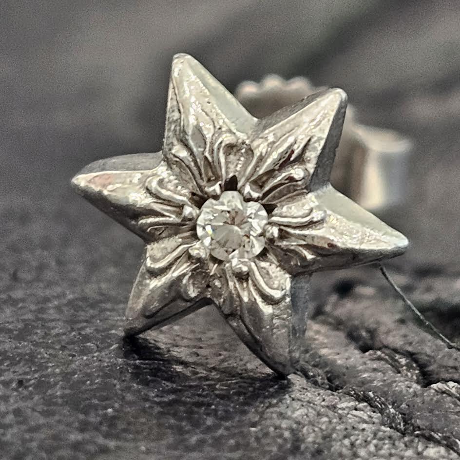 CHROME HEARTS 18K WG STAR STUD 1 Diamond Earrings クロムハーツ 18K ホワイトゴールド スタースタッド 1ダイヤ イヤリング