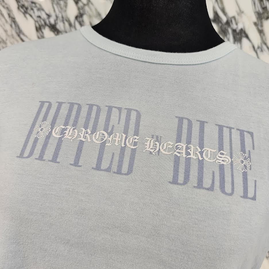 CHROME HEARTS × DIPPED IN BLUE Logo Print Cropped Tee Size L クロムハーツ × ディップドインブルー ロゴプリント クロップド Tシャツ サイズL