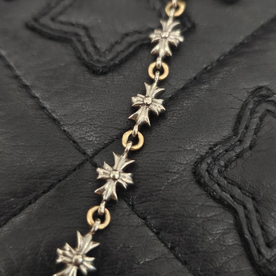 CHROME HEARTS 18K WHITE GOLD / YELLOW GOLD TINY E CH Plus Necklace Size 20 Inch クロムハーツ 18K ホワイトゴールド/イエローゴールド タイニーE CHプラス ネックレス サイズ20インチ