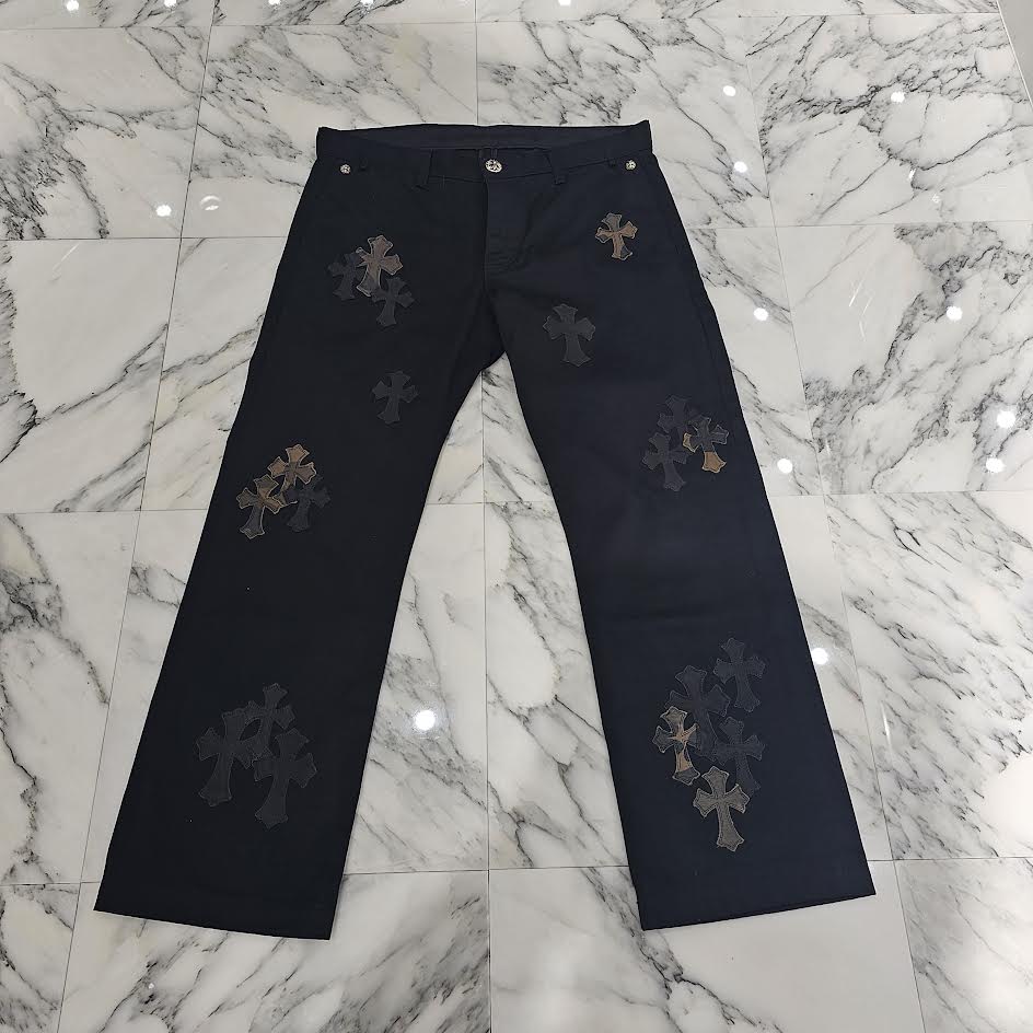 CHROME HEARTS CAMO Leather Cross Patch Chino Cotton Pants Size 36 クロムハーツ カモフラ レザークロスパッチ チノ コットンパンツ サイズ36