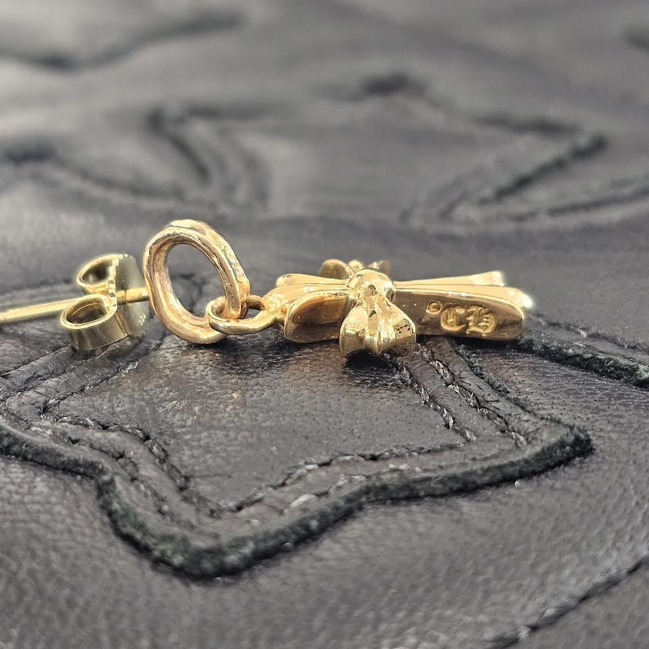 CHROME HEARTS 22K BBY FAT Blue Sapphire Earrings クロムハーツ 22K ベイビーファット ブルーサファイア イヤリング