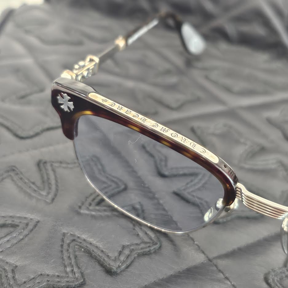 CHROME HEARTS BONENNOISSEUR II Temple CH Cross Half Rim Sunglasses Size 53口19-150 クロムハーツ ボネノワスール テンプルCHクロス ハーフリム サングラス サイズ54口19-148
