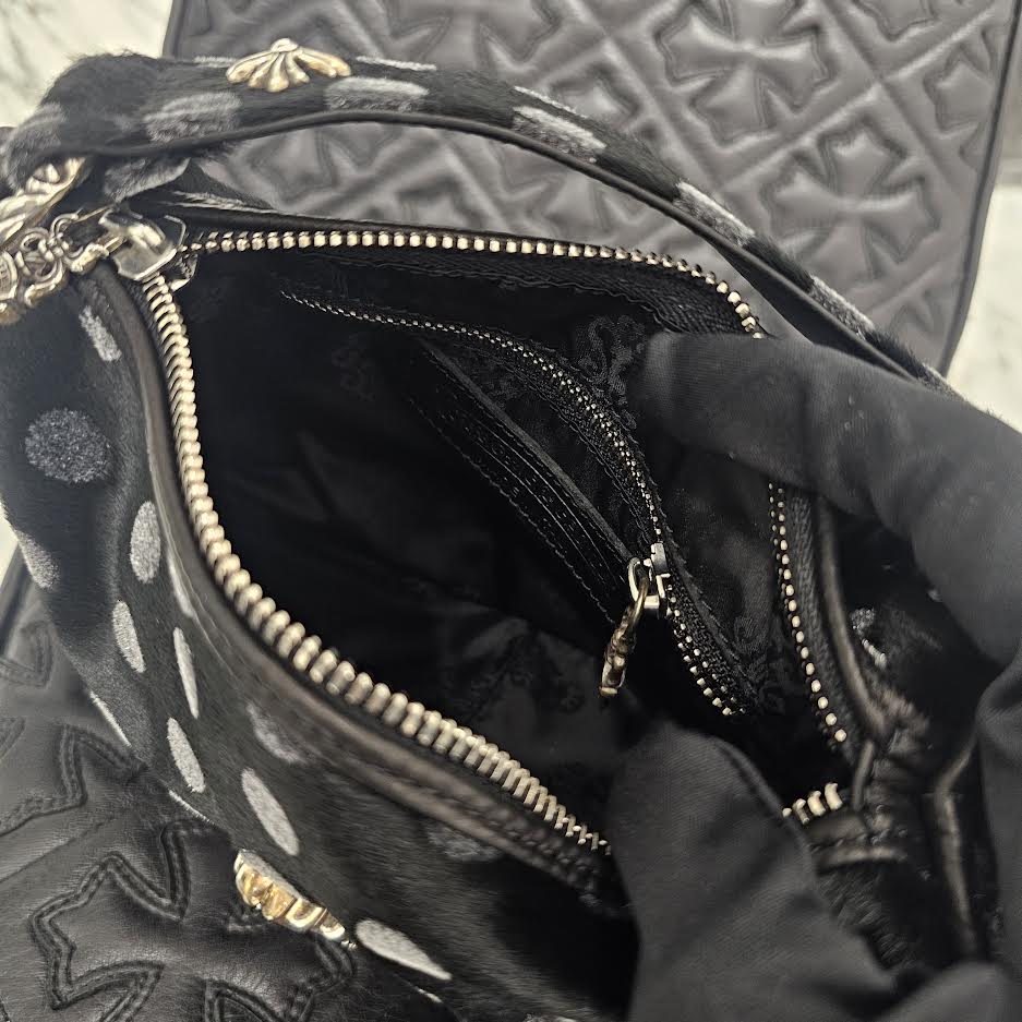 CHROME HEARTS CHICKEN NUGGET Polka Dots Harako Leather Small Shoulder Bag クロムハーツ チキンナゲット 水玉柄 ハラコレザー スモール ショルダーバッグ