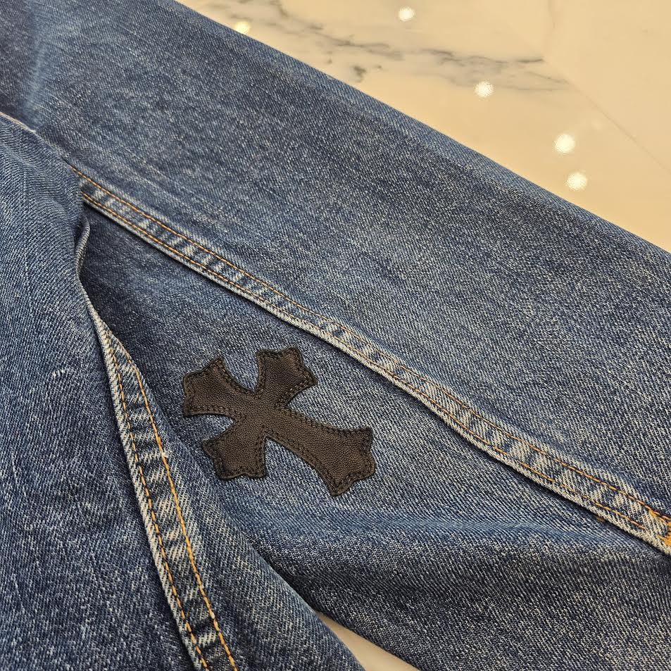 CHROME HEARTS × Levi's VNTG Leather Cross Patch Denim Jacket Size M クロムハーツ × リーバイス ヴィンテージ レザークロスパッチ デニムジャケット サイズM