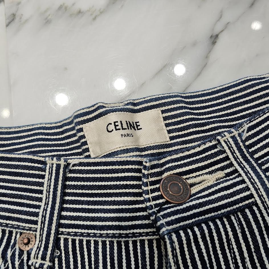 CELINE 2020SS Hickory Stripe Denim Flared Pants Size 28 セリーヌ