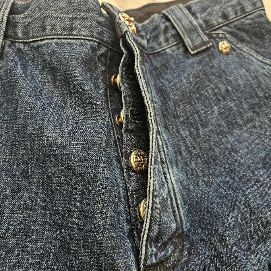 CHROME HEARTS Carpenter Cross Ball Button Denim Shorts Size 32 クロムハーツ カーペンター クロスボールボタン デニムショーツ サイズ32