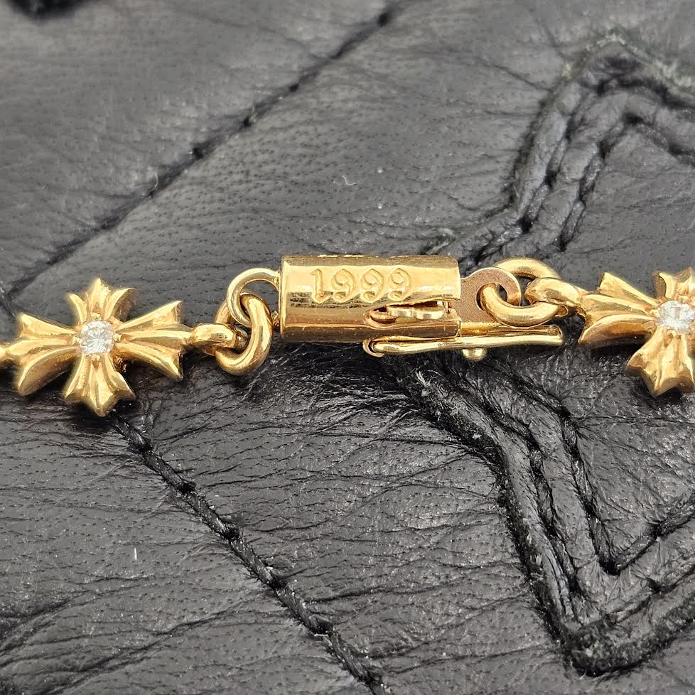 CHROME HEARTS 22K Tiny E Diamond CH Plus Bracelet 12 LINK クロム