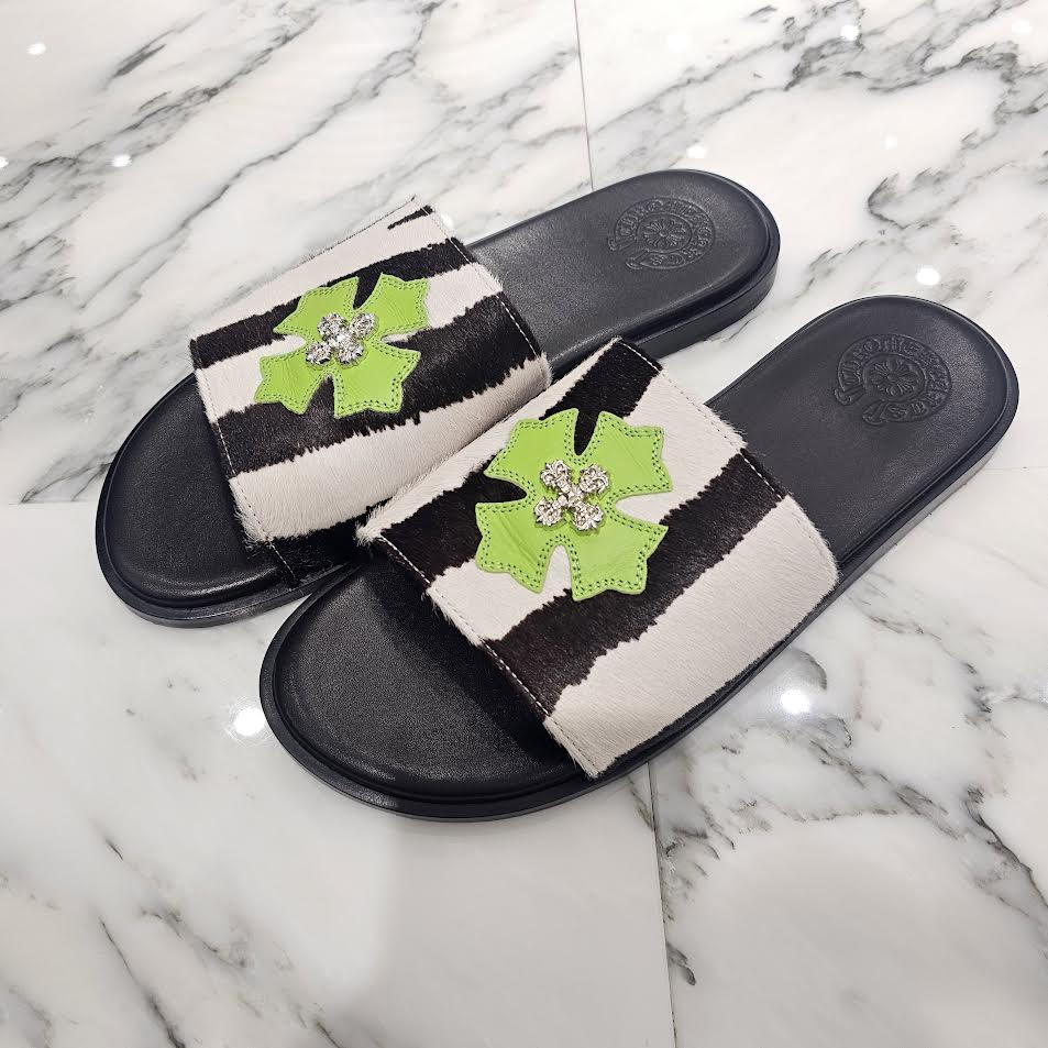 CHROME HEARTS Harako Leather Zebra Filigree CH Cross Sandals Size 42（27.5cm）クロムハーツ ハラコレザー ゼブラ フィリグリーCHクロス サンダル サイズ42（27.5cm）