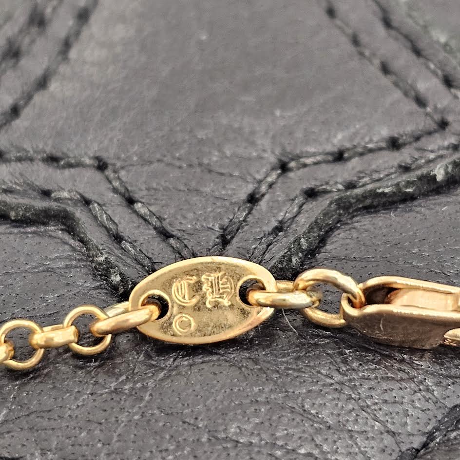 CHROME HEARTS 22K Scroll Label Logo Roll Chain Necklace クロムハーツ 22K スクロールラベルロゴ ロールチェーンネックレス