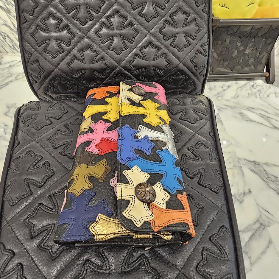 CHROME HEARTS Multi Color Leather Cross Patch Wave Wallet クロムハーツ マルチカラー レザークロスパッチ ウェーブウォレット