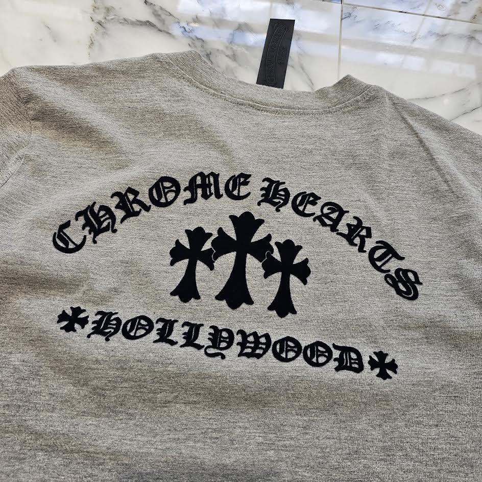 CHROME HEARTS Y NOT King Taco 3 Cemetery Cross Flock Print Long Sleeve Tee Size XS クロムハーツ ワイノット キングタコ 3セメタリークロス フロックプリント ロングスリーブTシャツ サイズXS