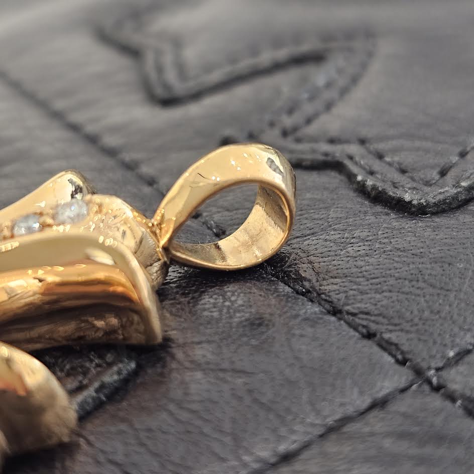 CHROME HEARTS 22K Triple CH Cross Pave Diamond Pendant Top クロム