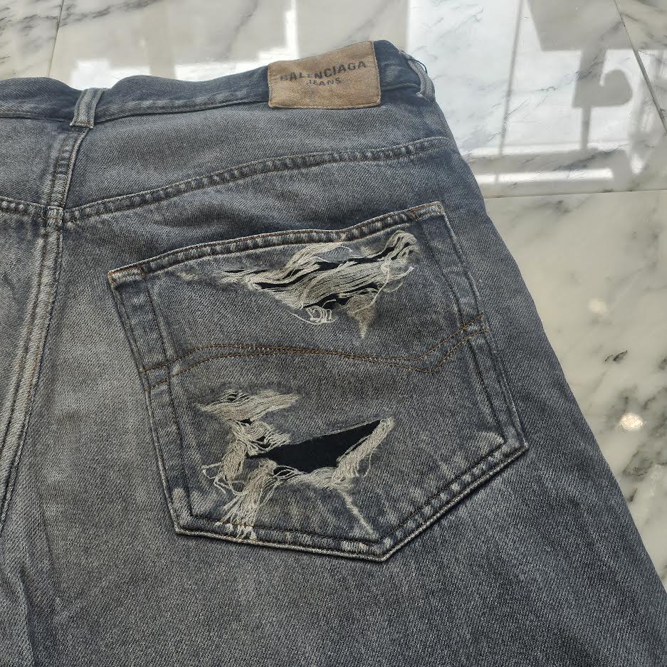 BALENCIAGA 2021AW Trompe L Oeil Jeans Wide Sweat Pants 675336 TLV86 Size M バレンシアガ トロンプルイユ ジーンズ転写 ワイドスウェットパンツ サイズM