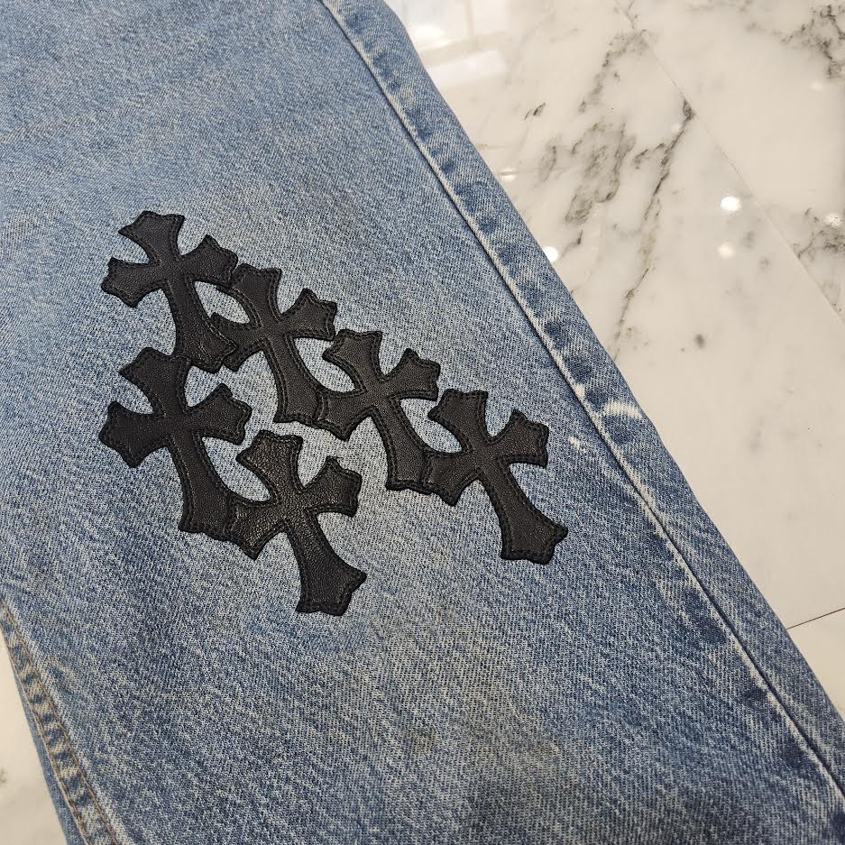 CHROME HEARTS × Levi's 505 VNTG Cross Leather Patch Denim Pants Size 32 クロムハーツ × リーバイス 505 ヴィンテージ クロスレザーパッチ デニムパンツ サイズ32