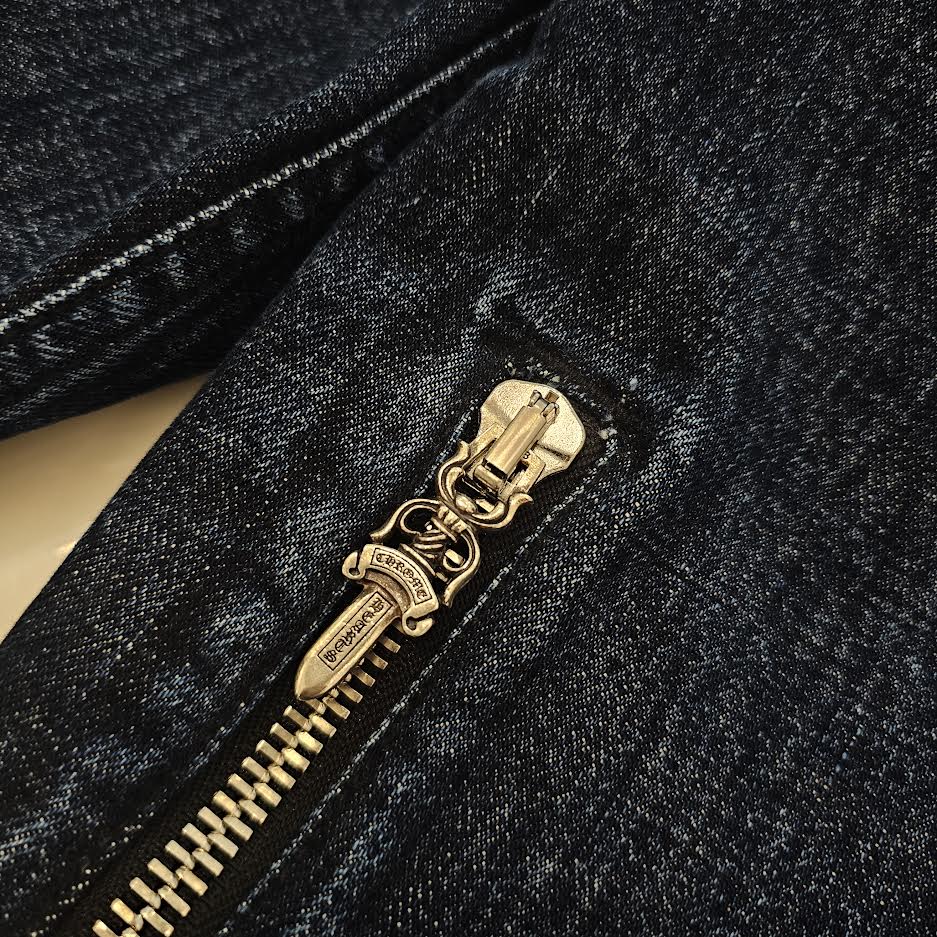 CHROME HEARTS Cross Ball Button MOTO BREATH Denim Jacket Size L クロムハーツ クロスボールボタン モーターブレス デニムジャケット サイズL