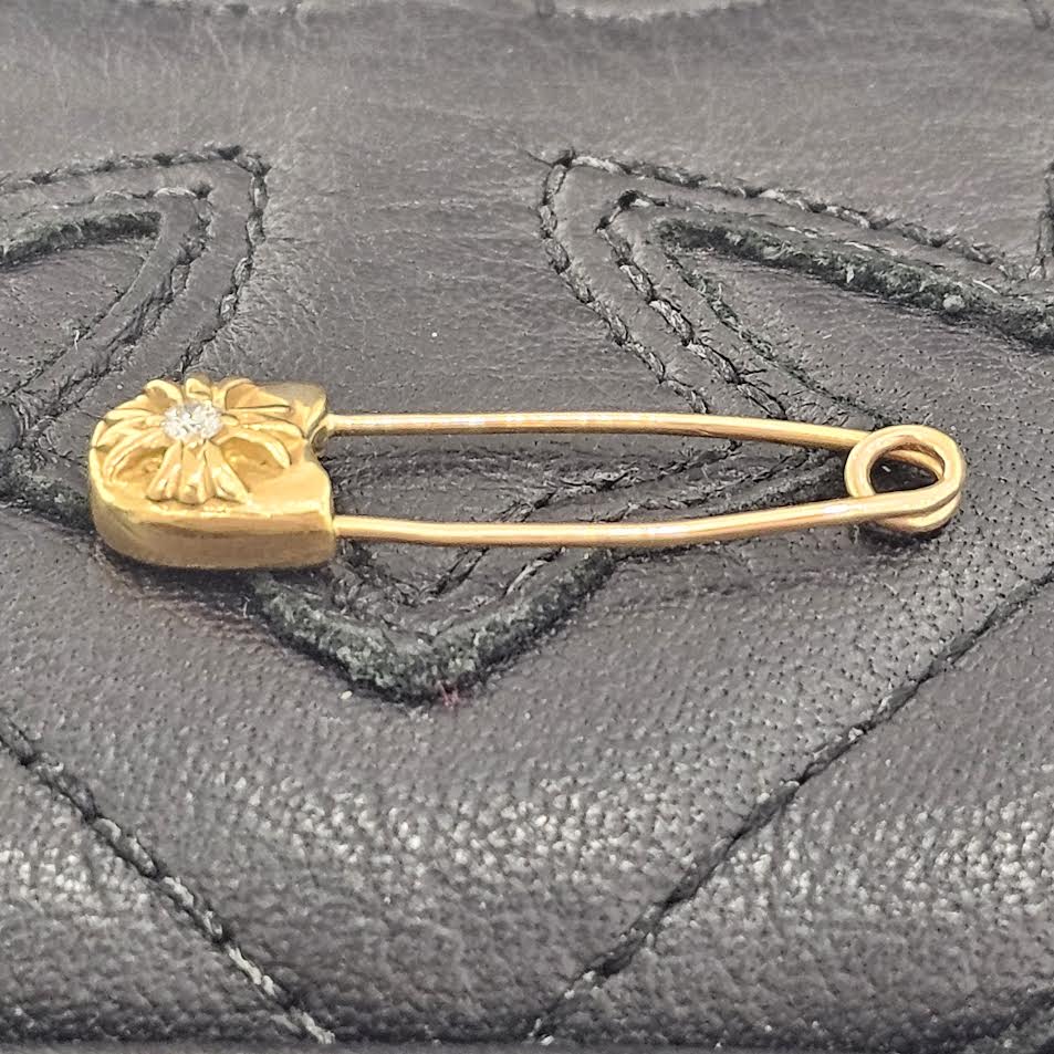 CHROME HEARTS 22K Safety Pin 1 Pave Diamond クロムハーツ 22K セーフティ ピン 1 パヴェ ダイヤモンド
