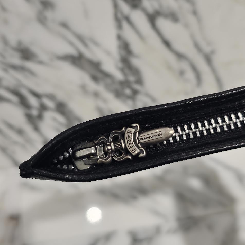 CHROME HEARTS Cross Leather Patch ZPR CHNG PURSE クロムハーツ クロスレザーパッチ ラウンドジップ チェンジパース