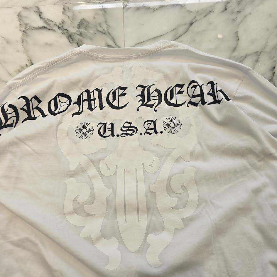 CHROME HEARTS Back Vine Dagger Print USA Arch Logo Long Sleeve Tee