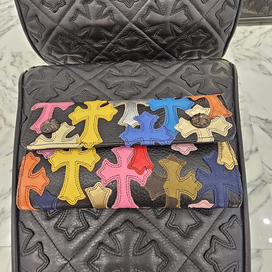 CHROME HEARTS Multi Color Leather Cross Patch Wave Wallet クロムハーツ マルチカラー レザークロスパッチ ウェーブウォレット