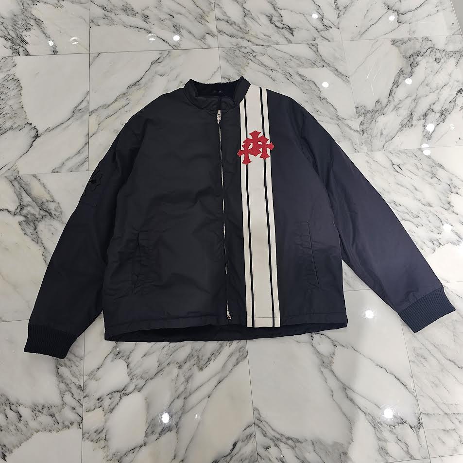 CHROME HEARTS Red 3 Cross Leather Patch Racing Zip Up Jacket Size XL クロムハーツ レッド3クロス レザーパッチ レーシング ジップアップ ジャケット サイズXL