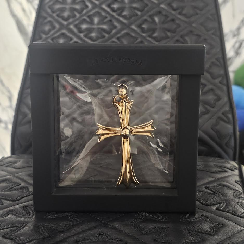 CHROME HEARTS 22K Large Cross With Bail Charm Pendant Top クロムハーツ 22K ラージクロス ウィズ ベイル チャーム ペンダントトップ