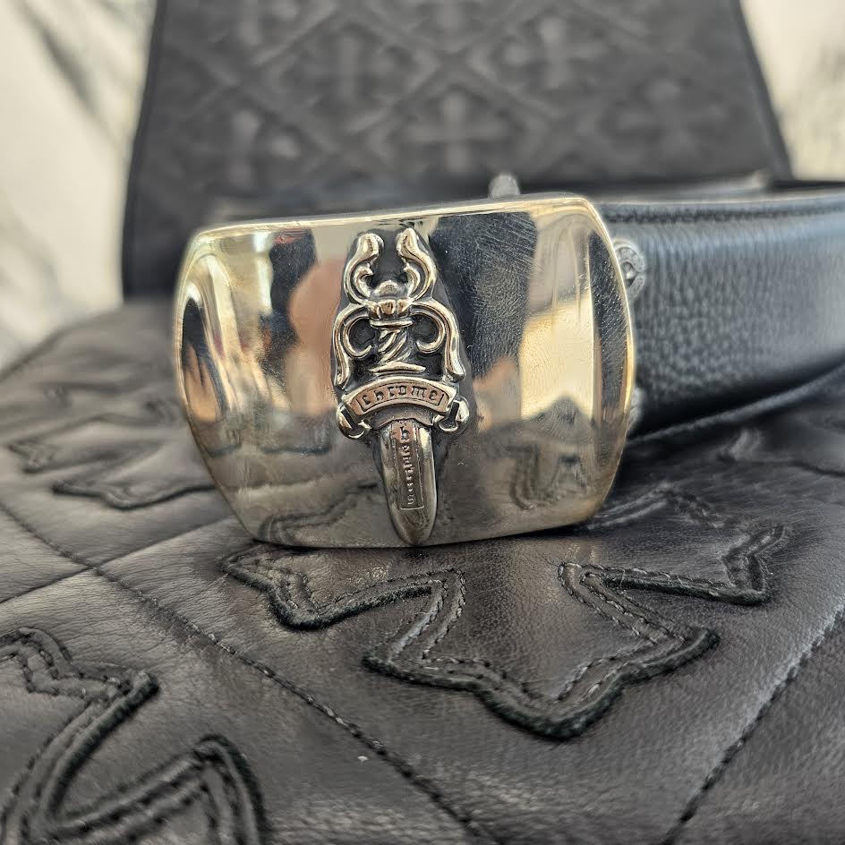 CHROME HEARTS 1.5 STRAP Dagger ID Buckle Leather Belt Size 34 クロムハーツ 1.5ストラップ ダガー ID バックル レザーベルト サイズ34