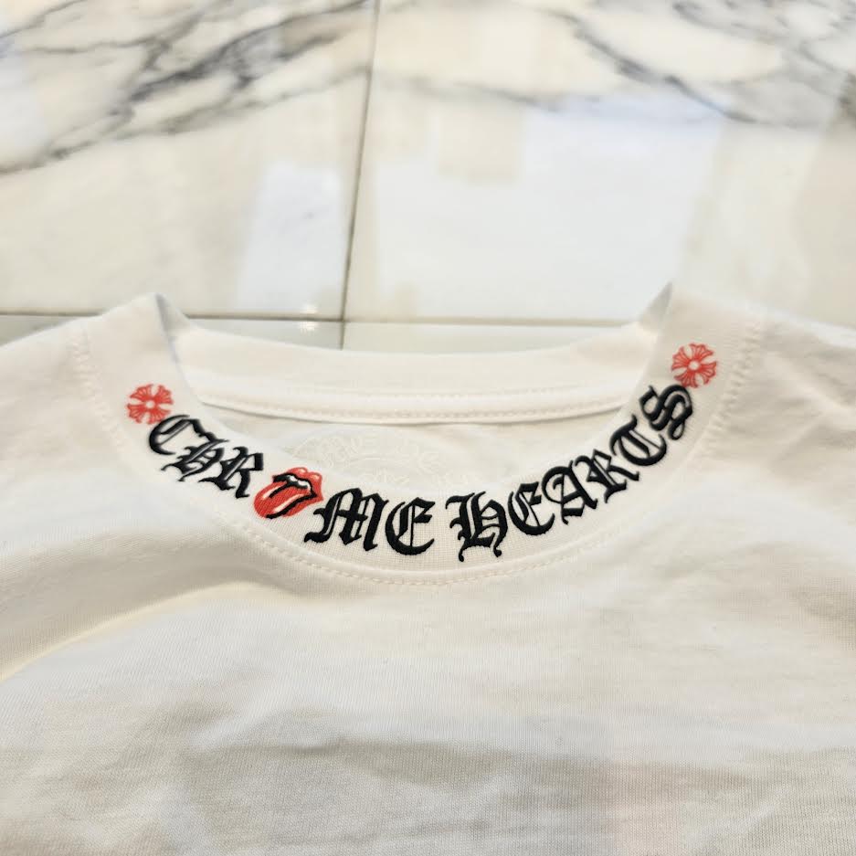 CHROME HEARTS × The Rolling Stones 2024SS Lip ＆ Tan Neck Logo Back Scroll Long Sleeve Tee Size XS クロムハーツ × ローリングストーンズ リップ&タン ネックロゴ バックスクロール ロングスリーブTシャツ サイズXS