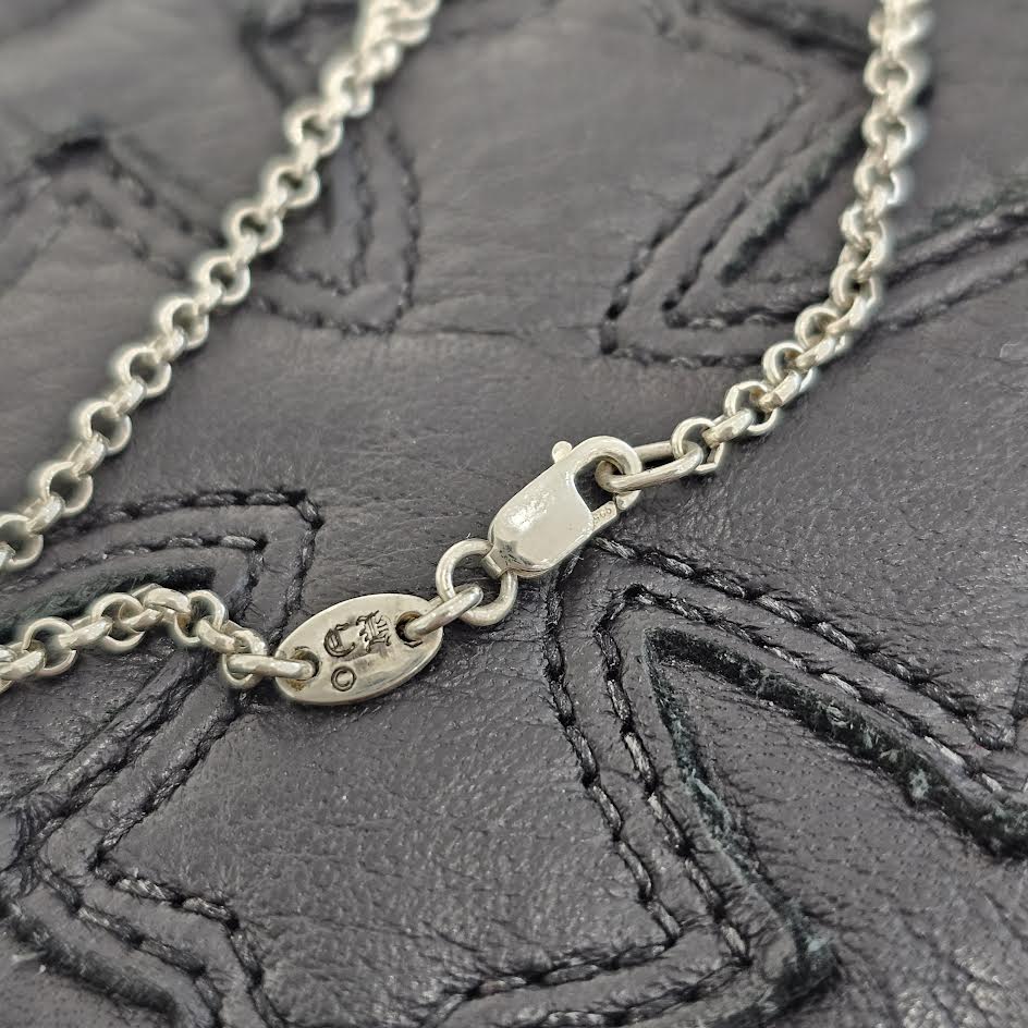 CHROME HEARTS Safety Pin 1 Diamond Roll Chain Necklace Pendant Top