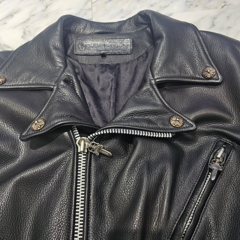 CHROME HEARTS JJ DEAN Dagger Zip Riders Leather Jacket Size L クロムハーツ JJディーン ダガー ジップ ライダース レザージャケット サイズL
