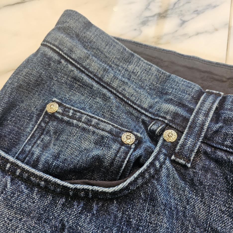 CHROME HEARTS Cross Ball Button Wide Flare Denim Pants Size 38 クロムハーツ クロスボールボタン ワイドフレア デニムパンツ サイズ38