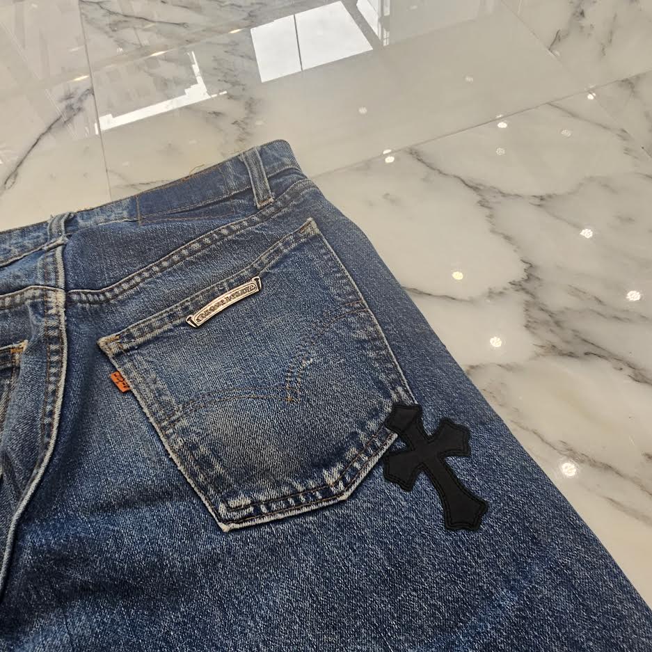 CHROME HEARTS × Levi's Body VNTG Cross Leather Patch Jeans Size 29