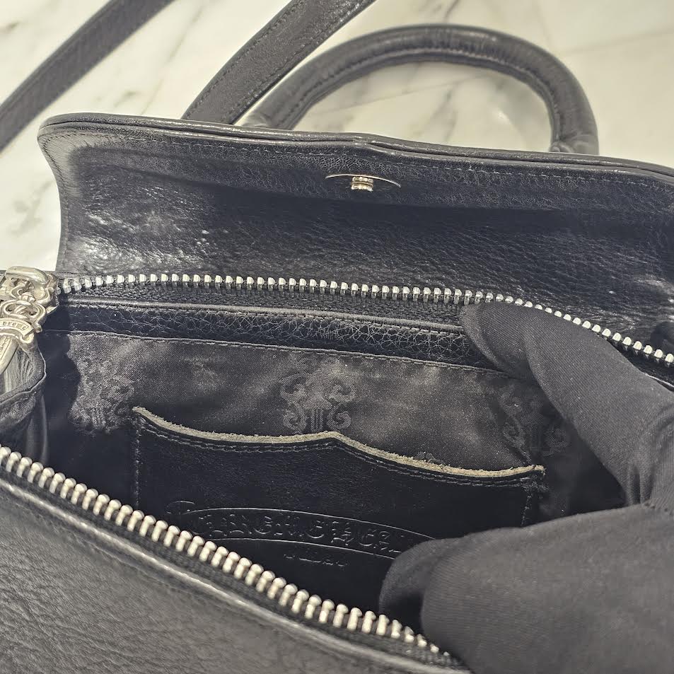 CHROME HEARTS DOG ADAMS BS FLARE Leather Shoulder Hand Bag クロムハーツ ドッグアダムズ BSフレア レザー ショルダー ハンドバッグ