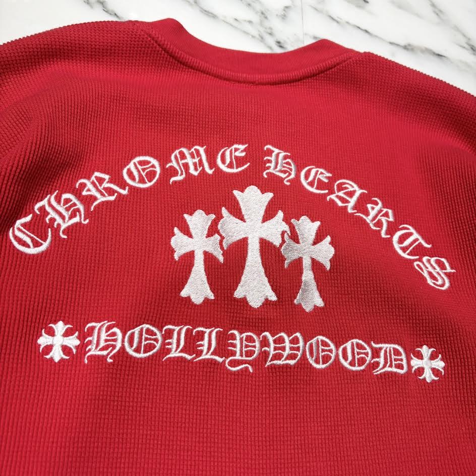 CHROME HEARTS Y NOT King Taco 3 Cemetery Cross Embroidery Thermal Long Sleeve Tee Size L クロムハ―ツ ワイノット キングタコ 3セメタリークロス刺繍 サーマルロングスリーブTシャツ サイズL