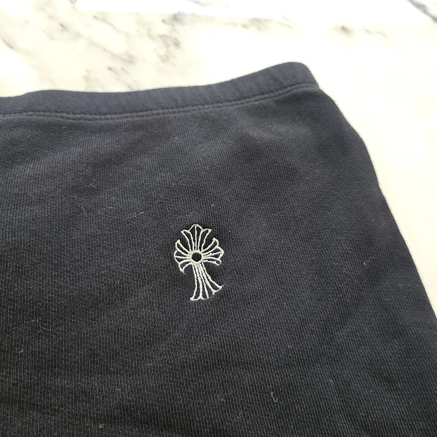 CHROME HEARTS Y NOT Vertical Logo Cross Embroidery Cotton Shorts Size S クロムハーツ ワイノット ヴァーティカルロゴ クロス刺繍 コットンショーツ サイズS